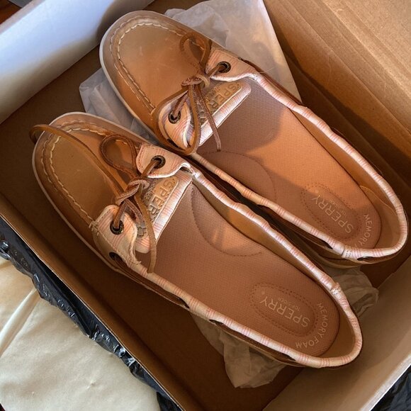 SPERRY WOMEN'S 7.5 TOPSIDER ANGELFISH PINK / BROWN / BEIGE - Picture 1 of 4